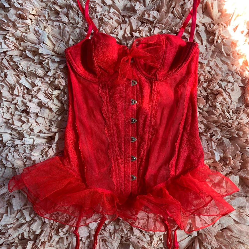 Sexy red and lacey Victoria Secret bustier